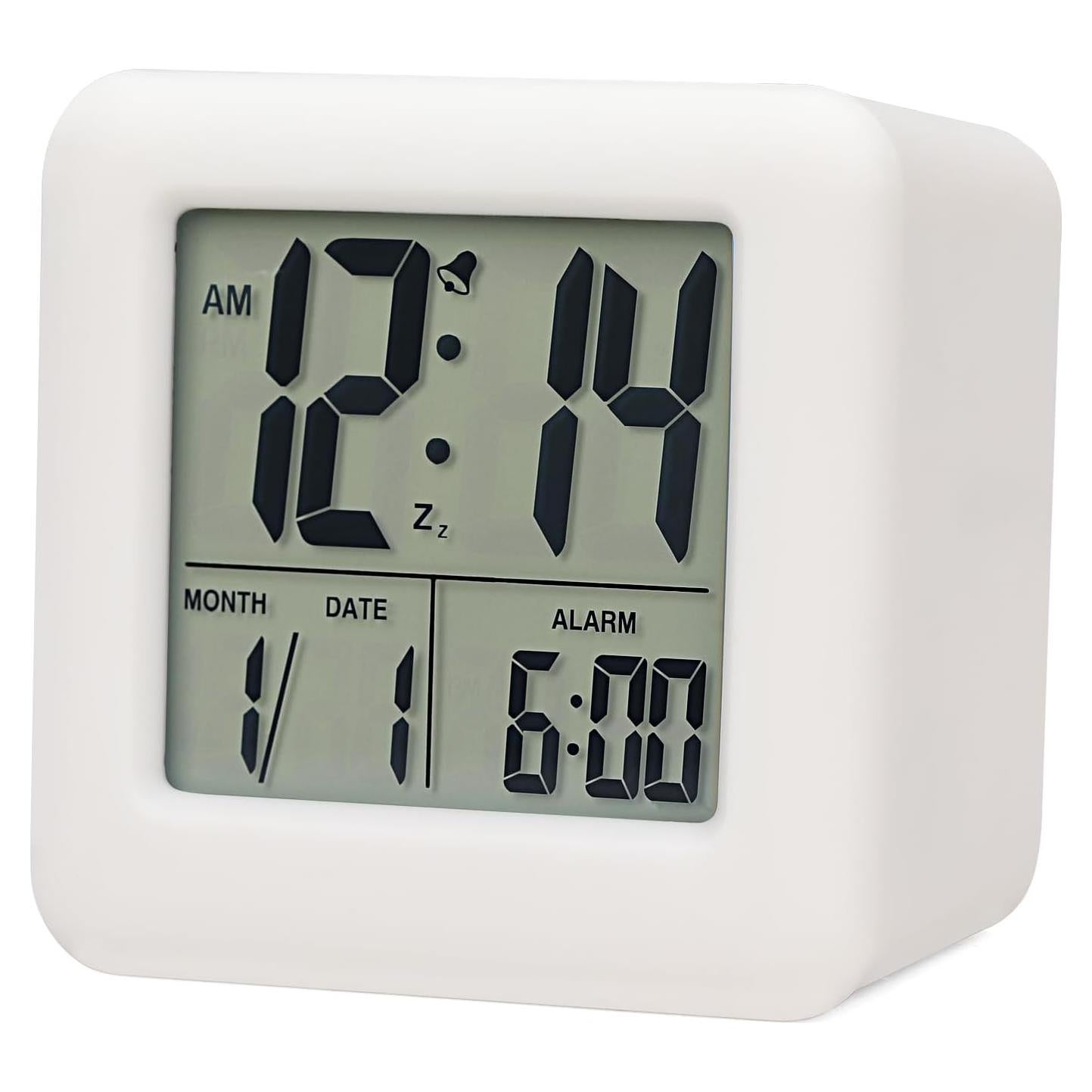 Reloj Despertador Digital MOOFAN Blanco con Luz Nocturna