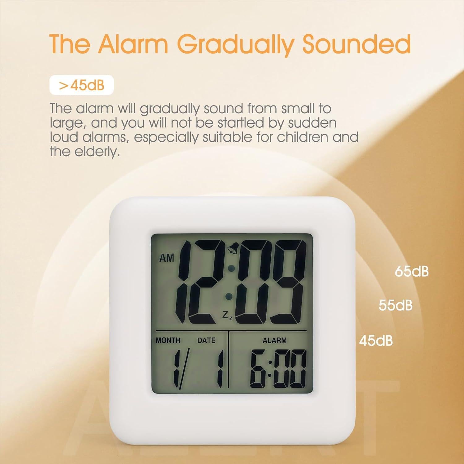 Reloj Despertador Digital MOOFAN Blanco con Luz Nocturna