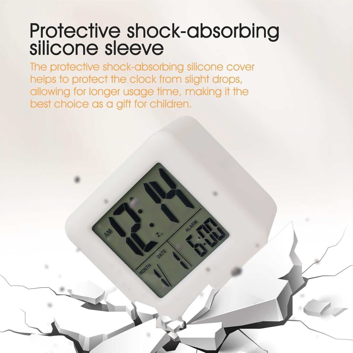 Reloj Despertador Digital MOOFAN Blanco con Luz Nocturna