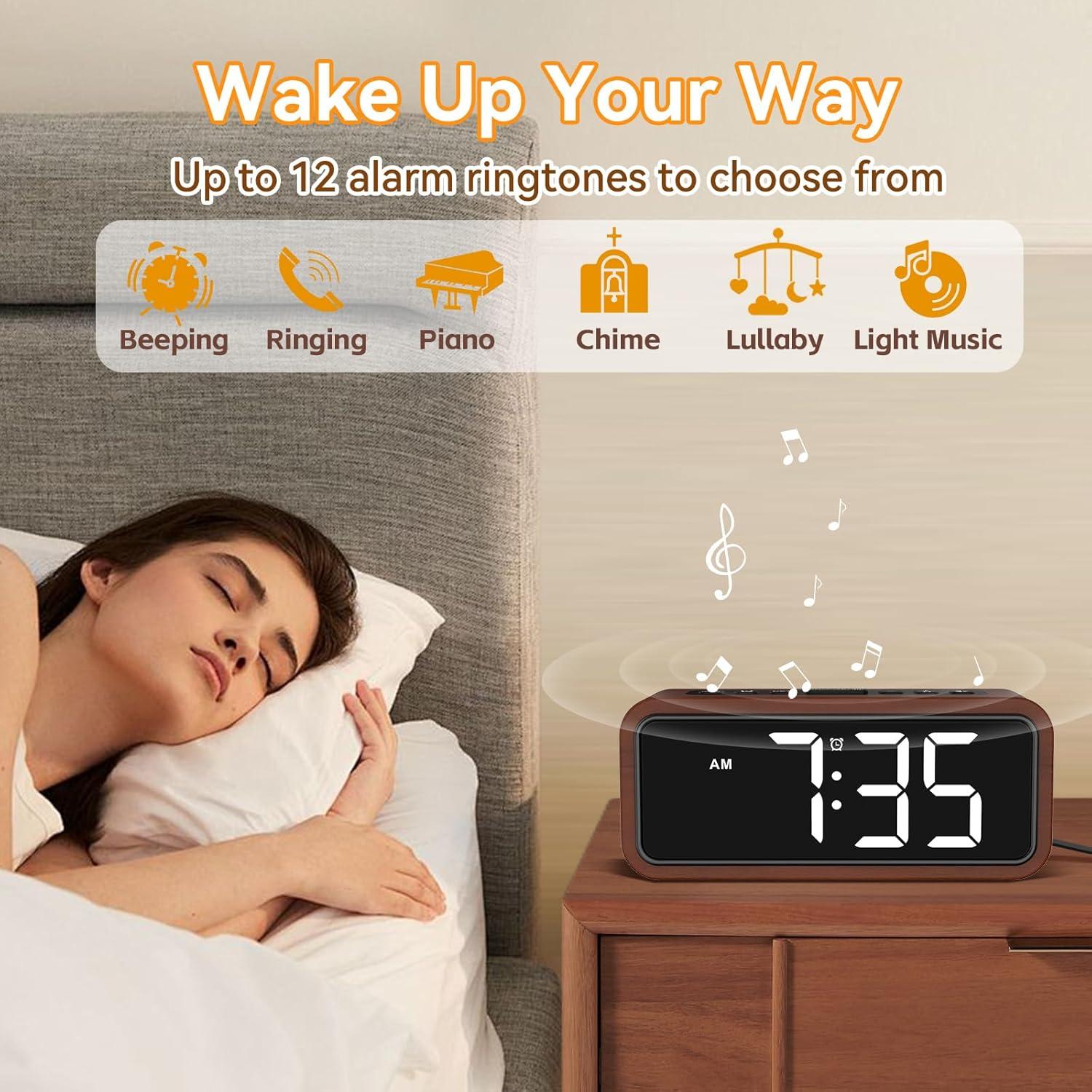 Reloj Despertador Digital Netzu de Madera Retro 360g