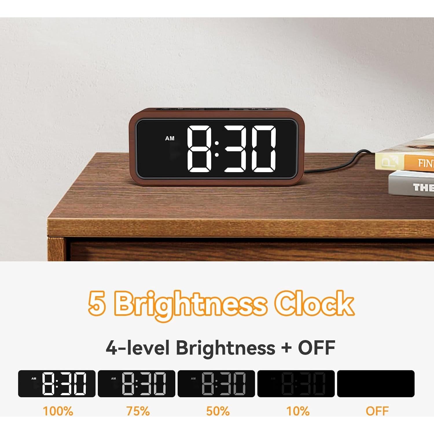 Reloj Despertador Digital Netzu de Madera Retro 360g