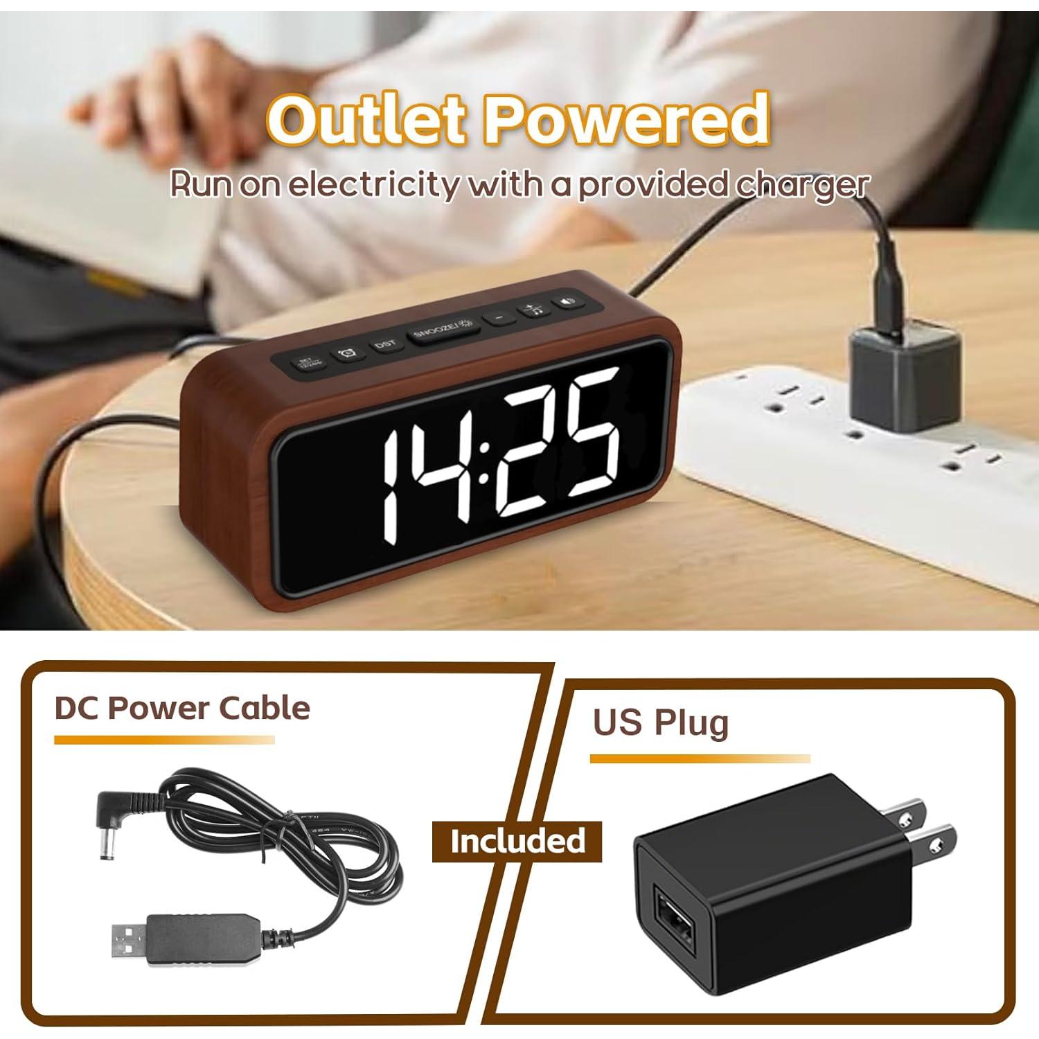 Reloj Despertador Digital Netzu de Madera Retro 360g