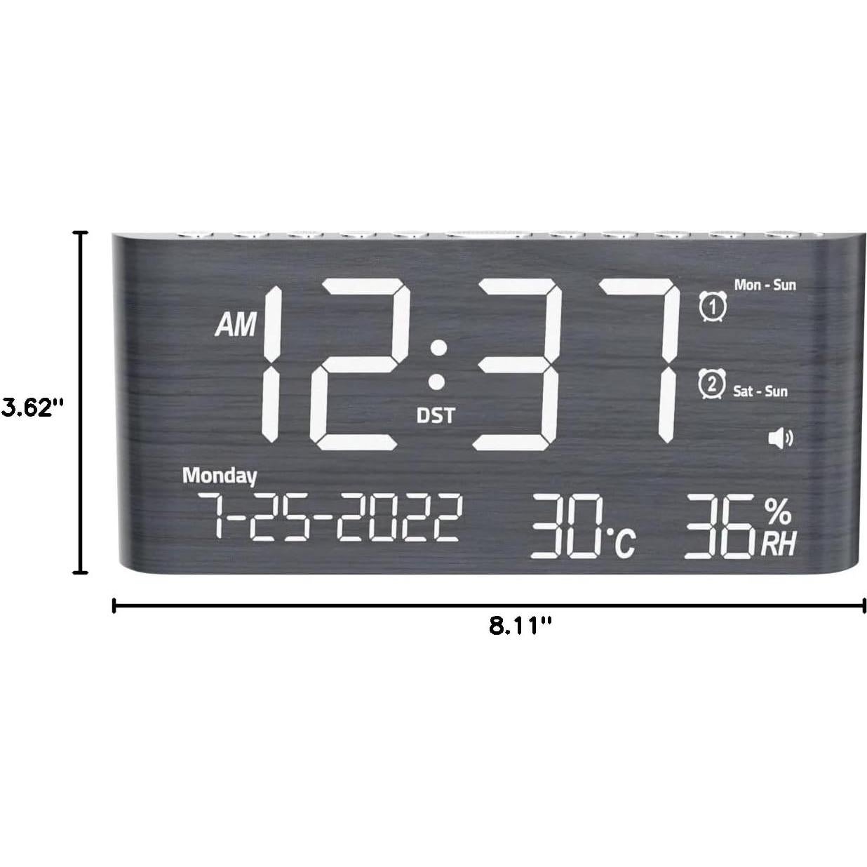 Reloj Despertador Digital de Madera PPLEE con Cargador USB