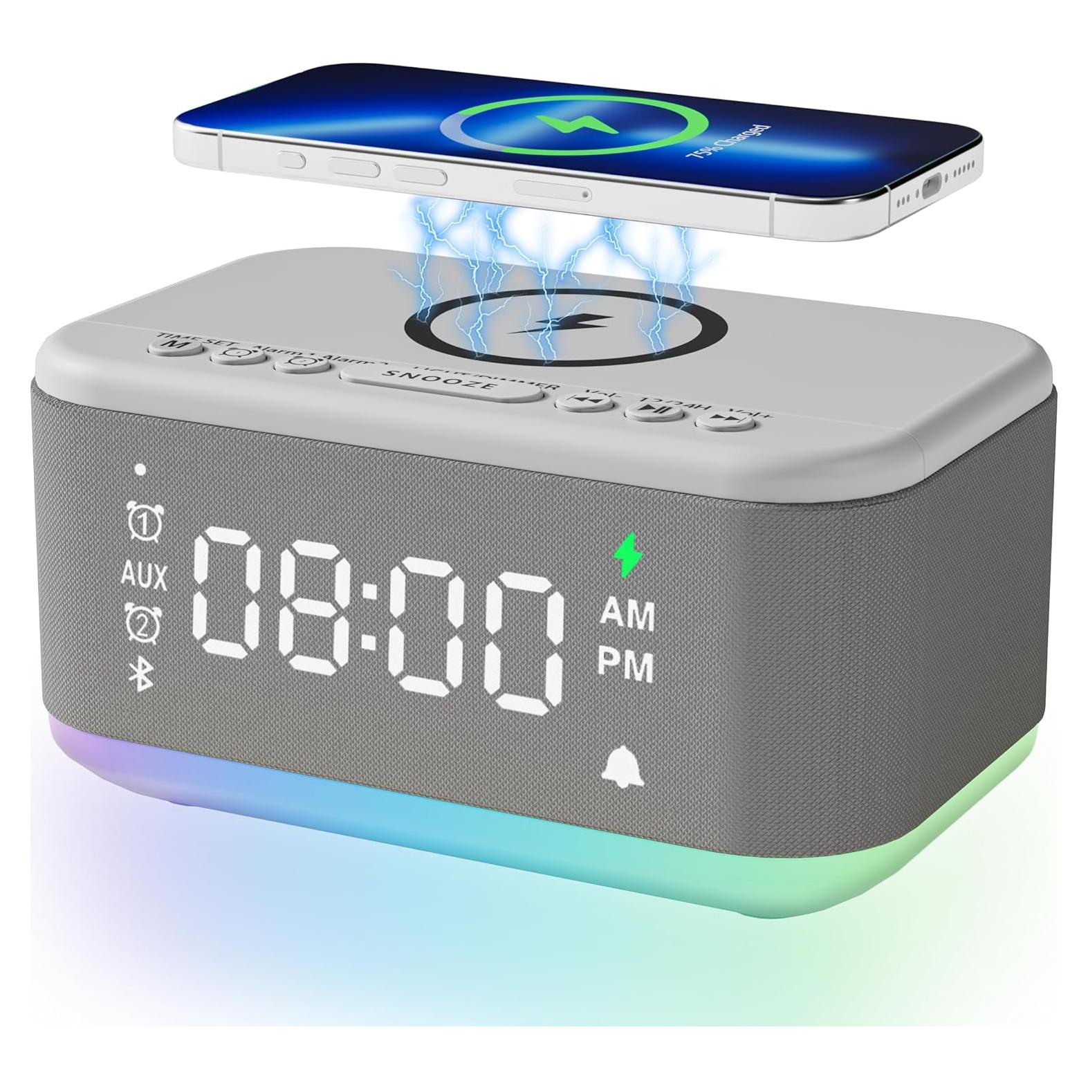 Reloj Despertador Bluetooth Broserengy Tech Gris Doble Alarma