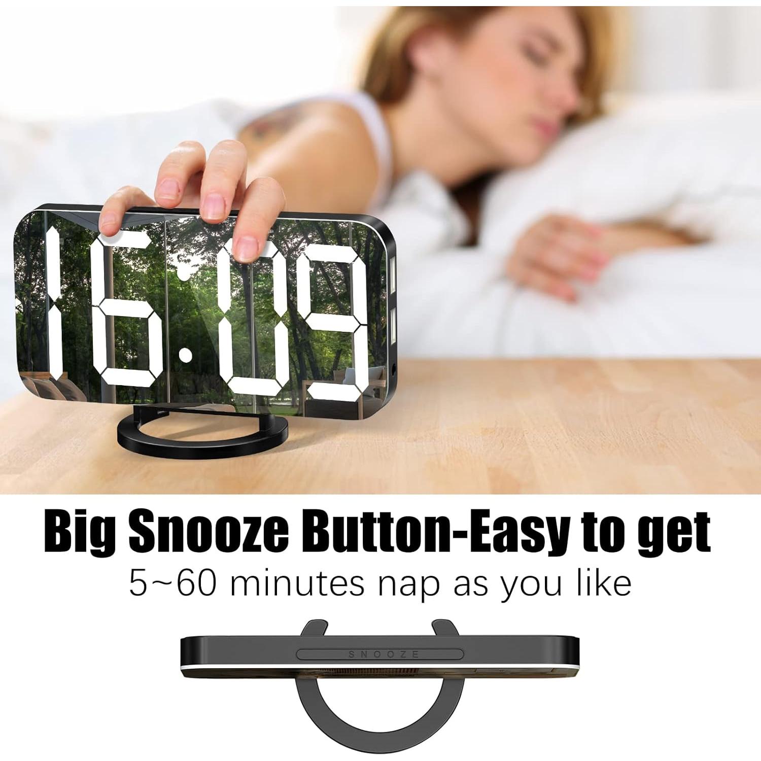 Reloj Despertador Digital WulaWindy Negro con Cargador USB