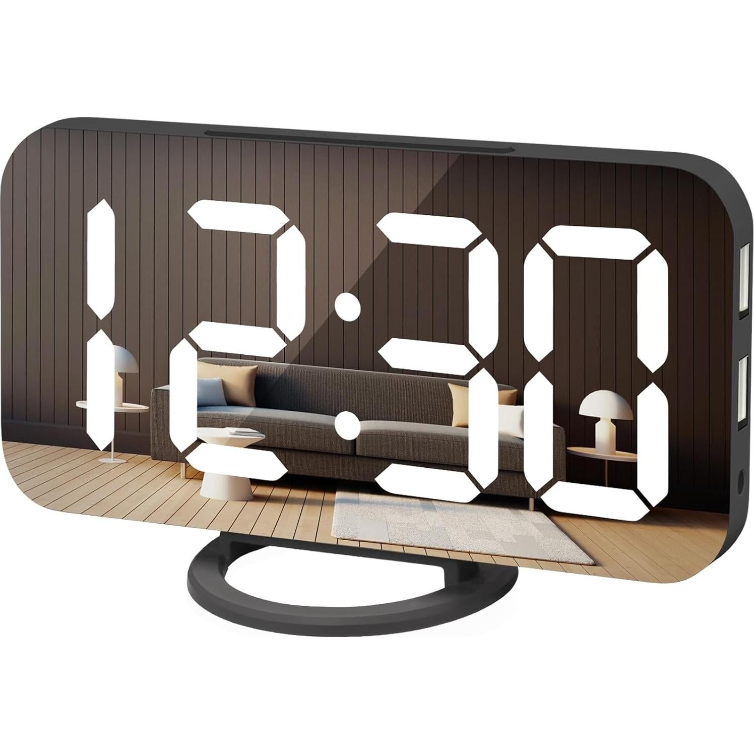 Reloj Despertador Digital WulaWindy Negro con Cargador USB