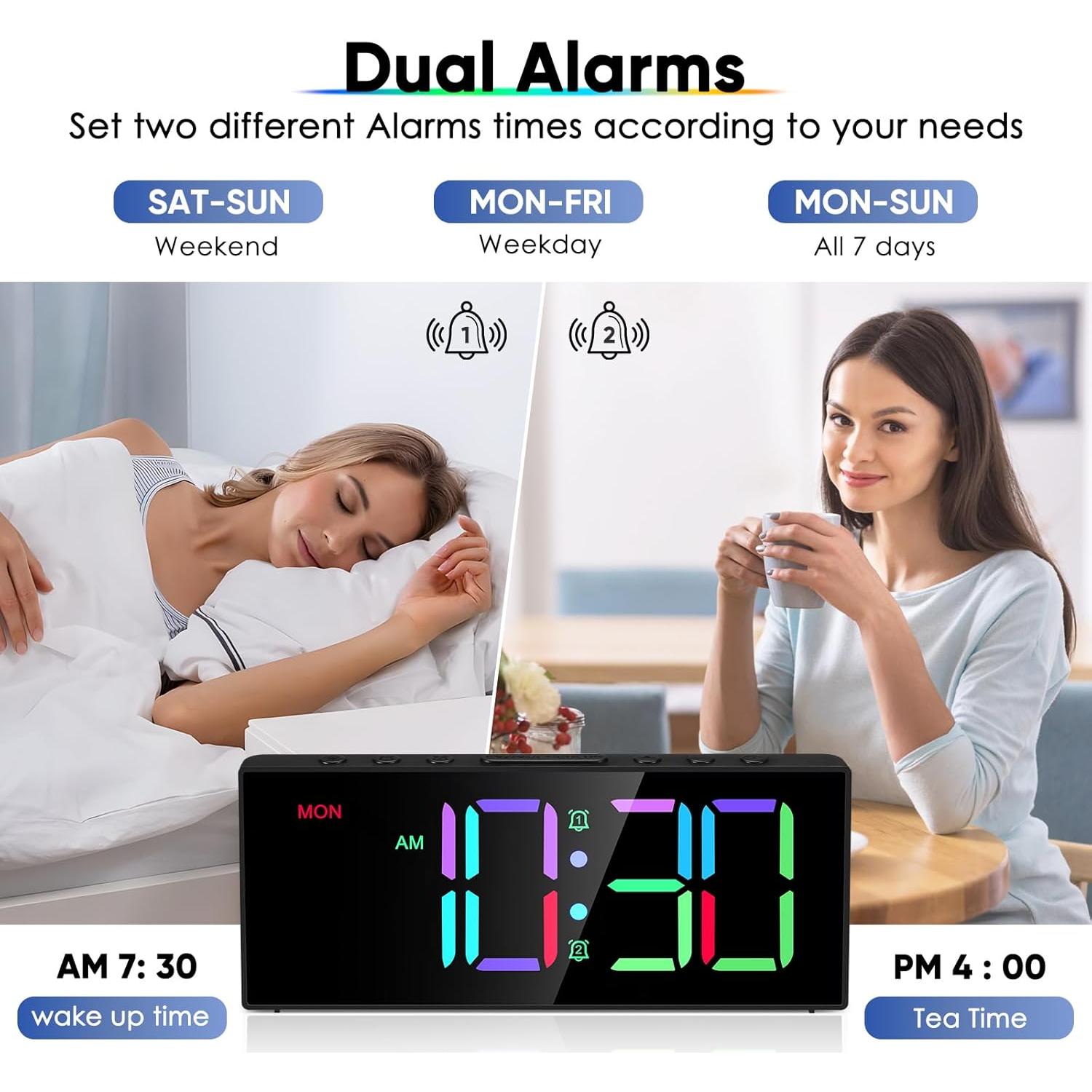 Reloj Despertador Digital Tetino RGB con Doble Alarma