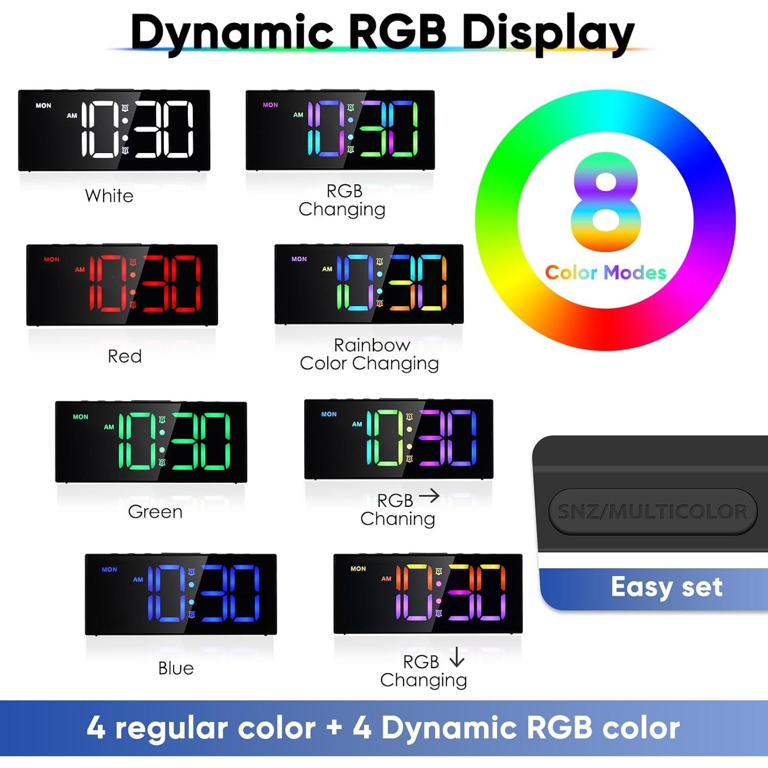 Reloj Despertador Digital Tetino RGB con Doble Alarma