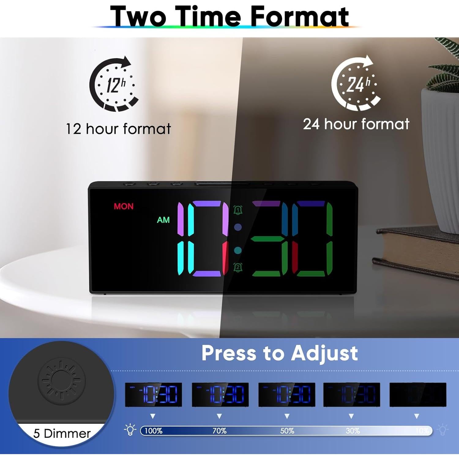 Reloj Despertador Digital Tetino RGB con Doble Alarma