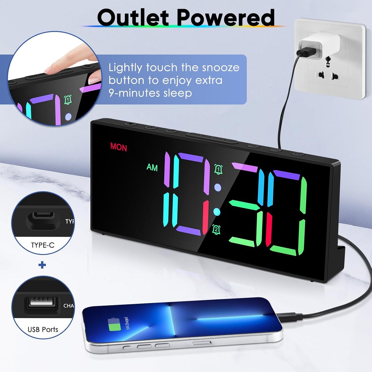 Reloj Despertador Digital Tetino RGB con Doble Alarma