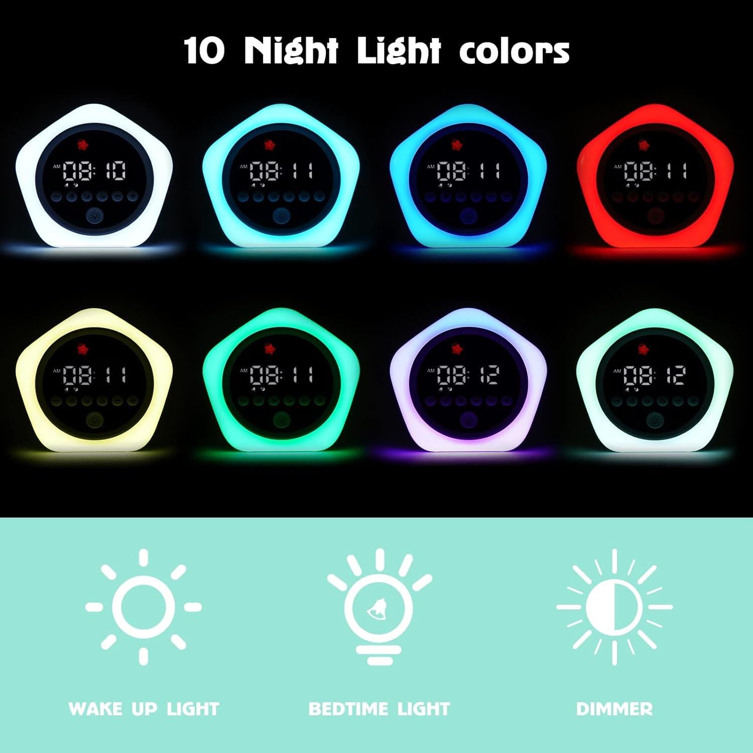 Reloj Despertador Infantil ANNNGUL con Luz Verde y Roja