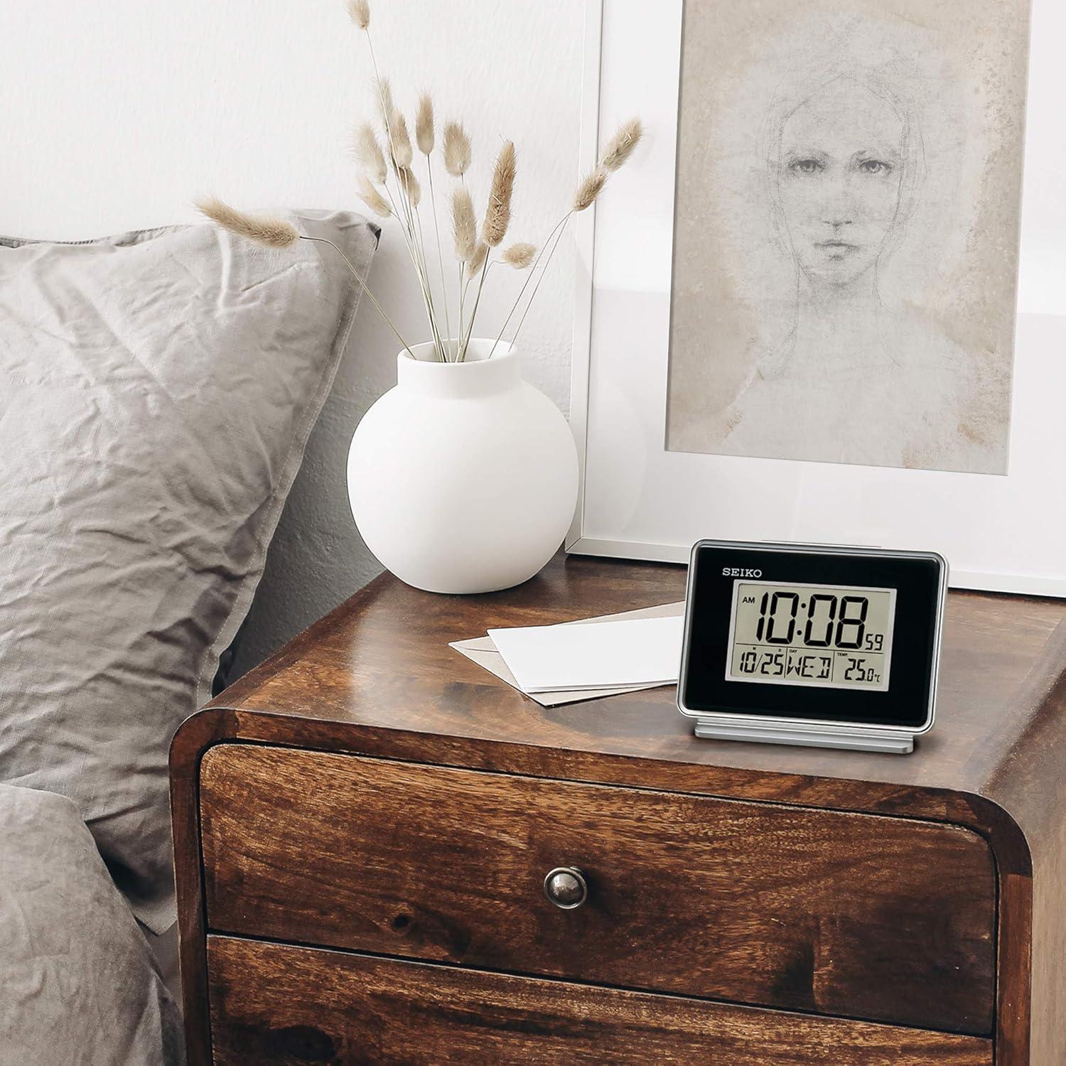 Reloj Despertador Digital Seiko Hudson Negro con Calendario