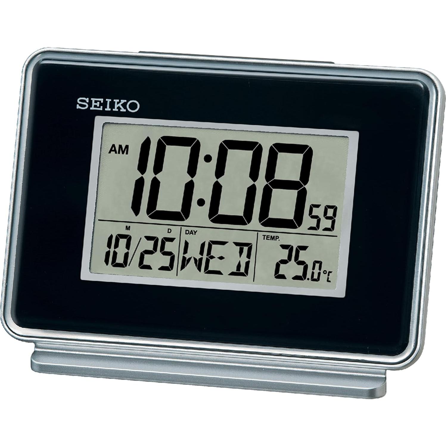 Reloj Despertador Digital Seiko Hudson Negro con Calendario
