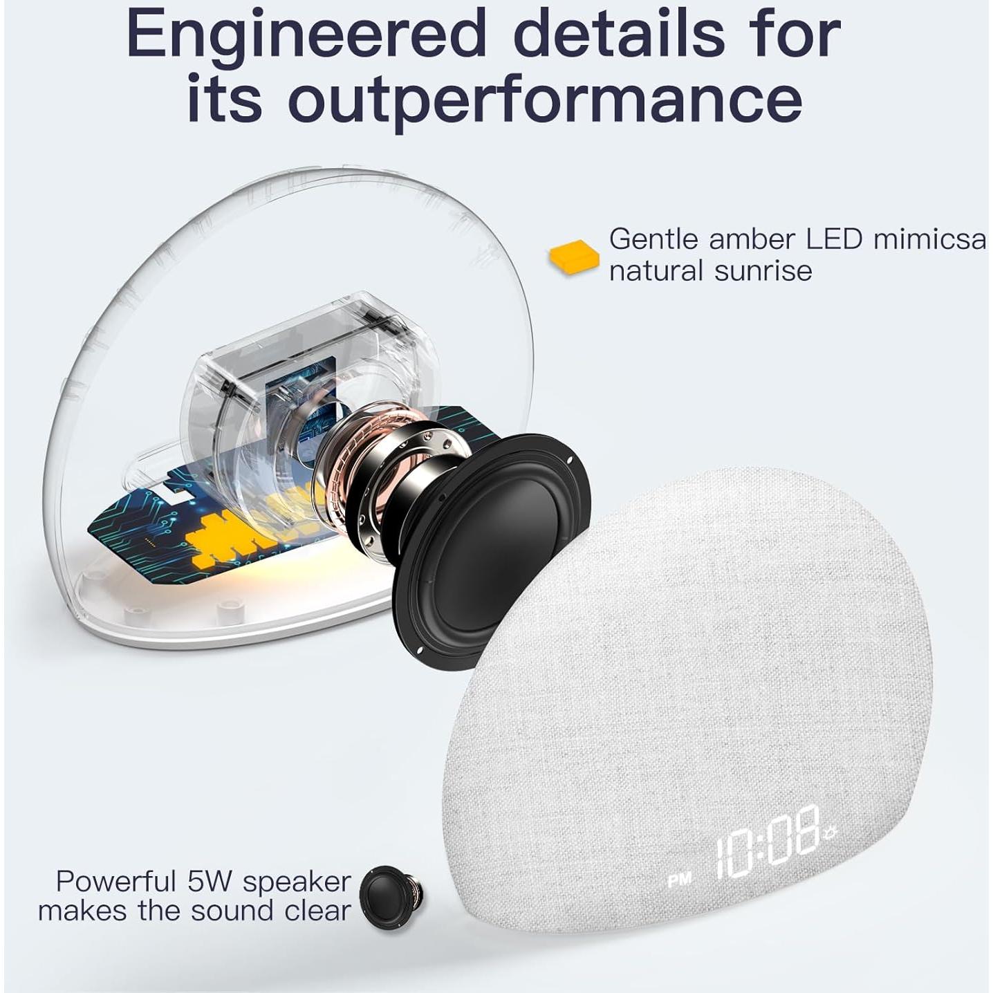 Reloj Despertador HOUSBAY con Sonidos Naturales y Luz