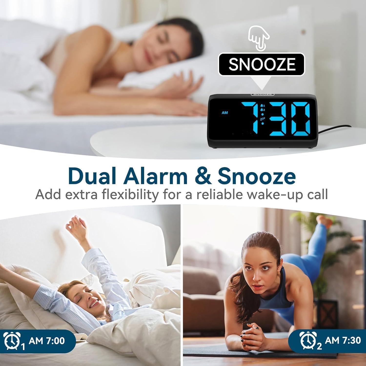Reloj de Alarma Digital Netzu 6208D con Snooze y Brillo Ajustable