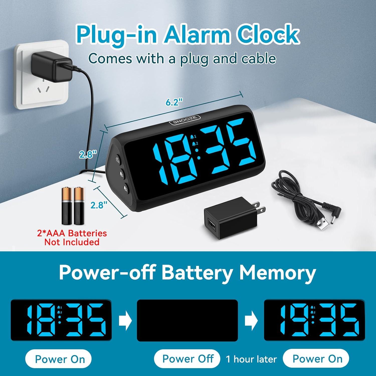 Reloj de Alarma Digital Netzu 6208D con Snooze y Brillo Ajustable