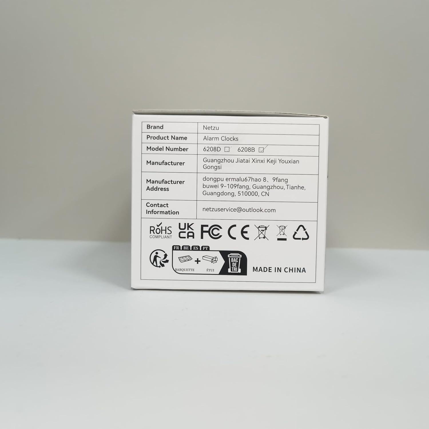 Reloj de Alarma Digital Netzu 6208D con Snooze y Brillo Ajustable