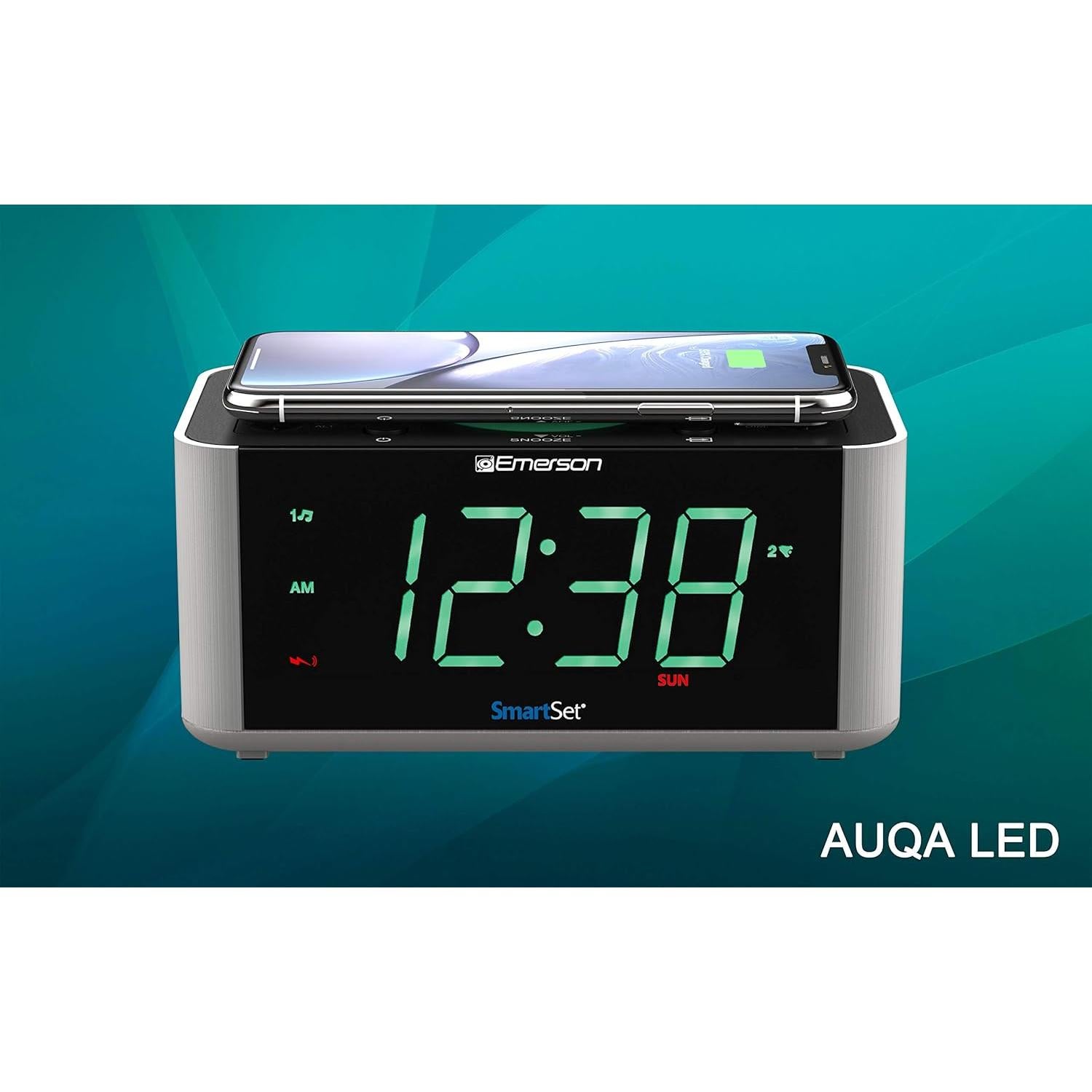 Reloj Despertador Emerson ER100202 con Carga Inalámbrica y Bluetooth