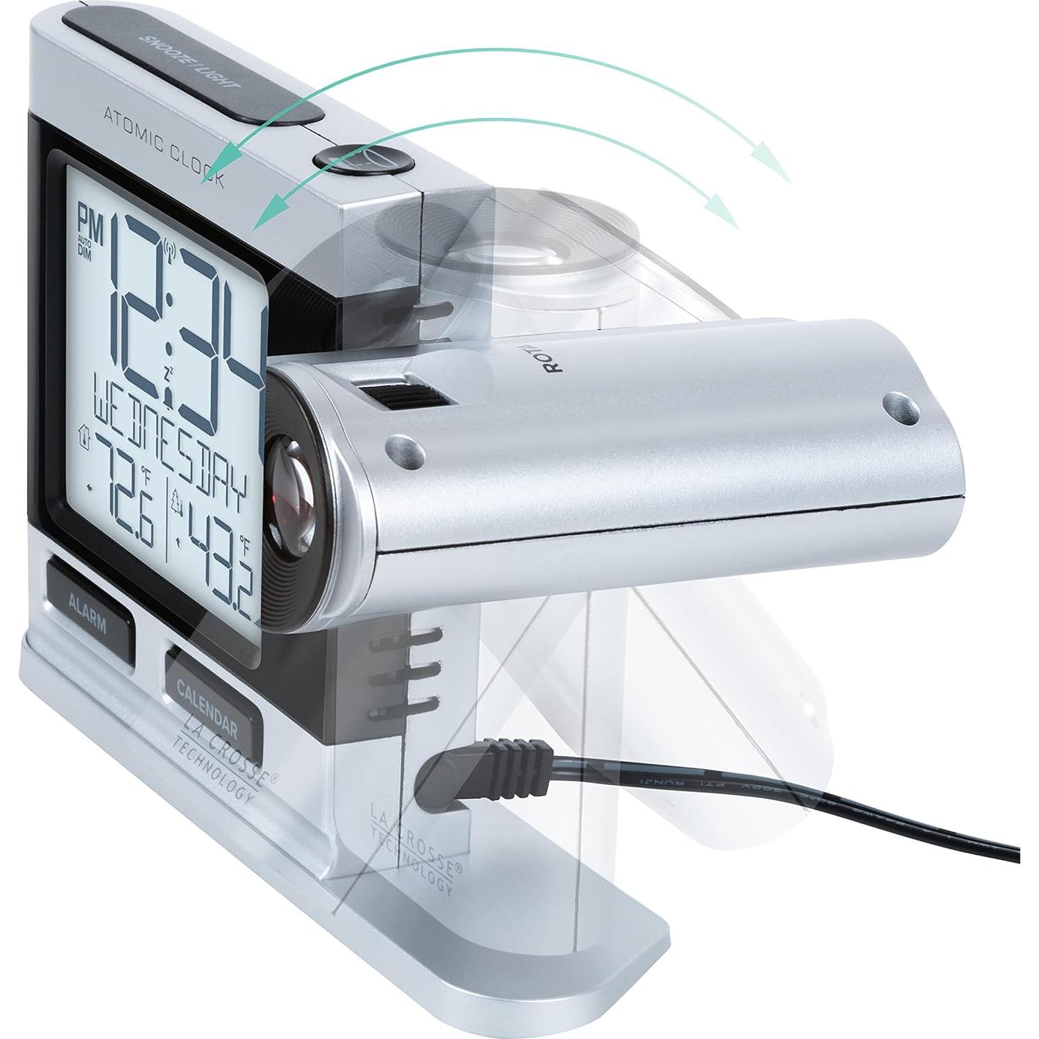 Reloj Despertador Proyector Atómico La Crosse Plateado