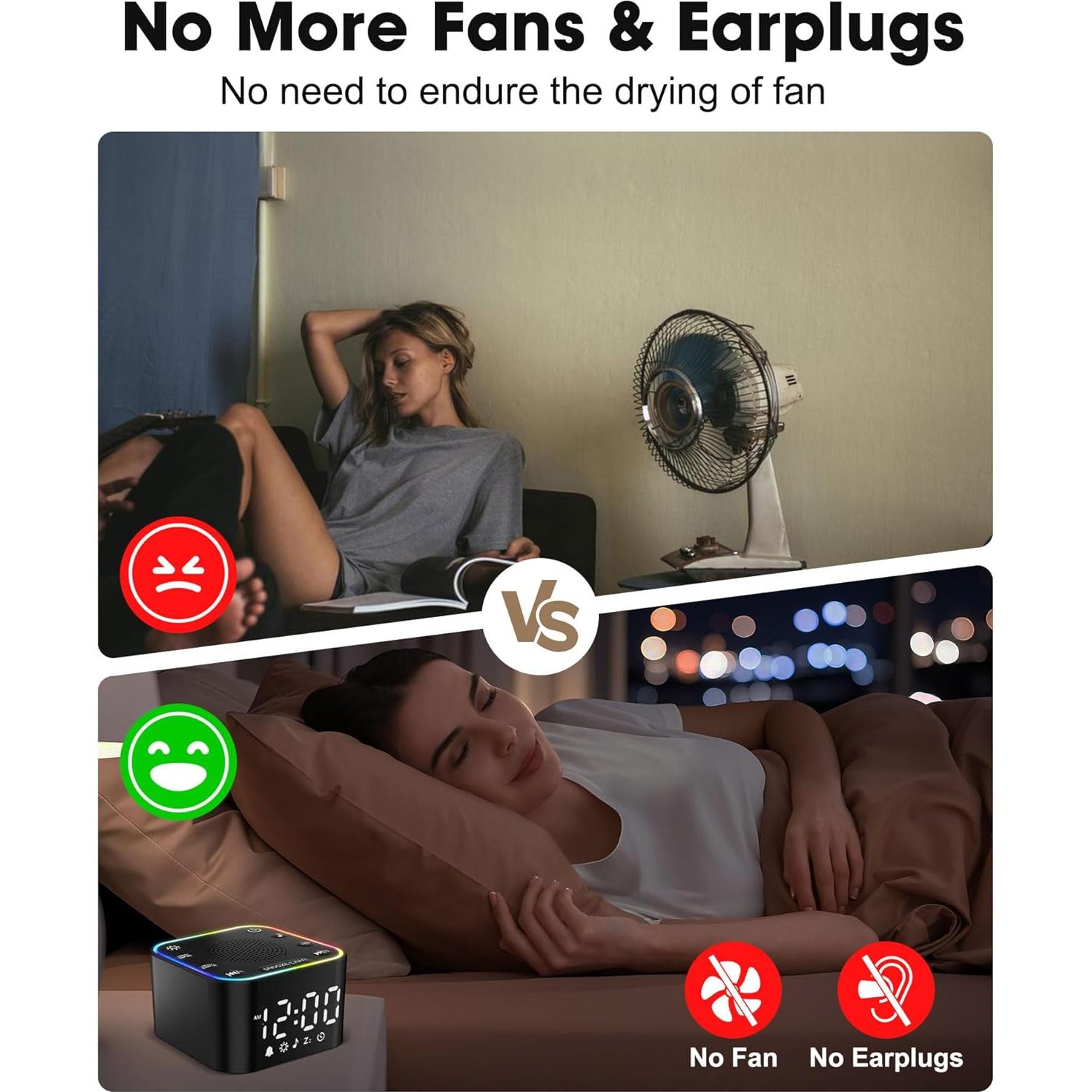 Máquina de Sonido Blanco Alampan SM-03 con Reloj y Luz RGB