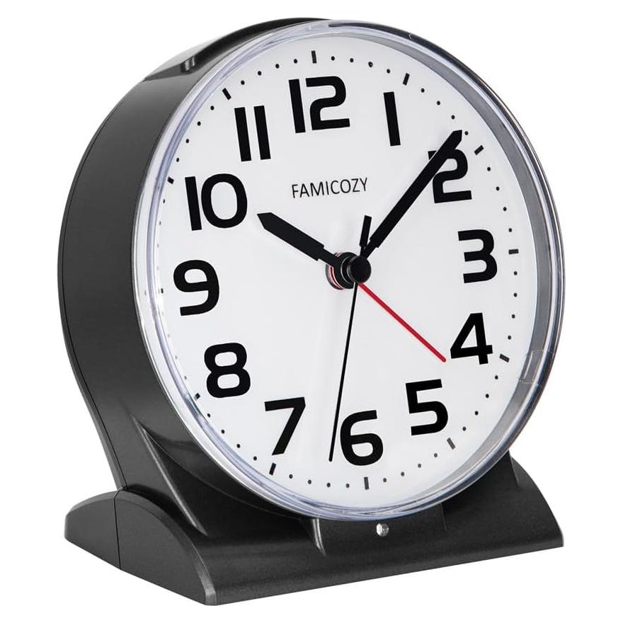 Reloj Despertador FAMICOZY Silencioso con Luz de Fondo