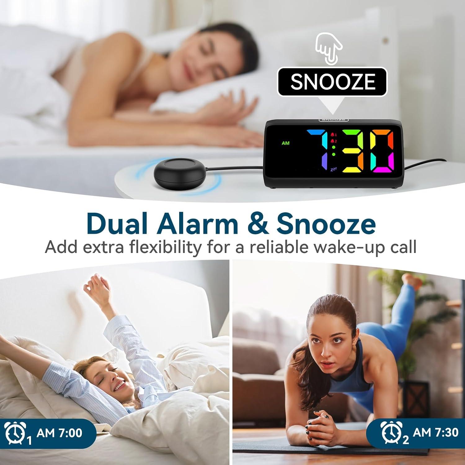 Reloj Despertador Netzu Loud RGB con Vibrador y 2 Alarmas