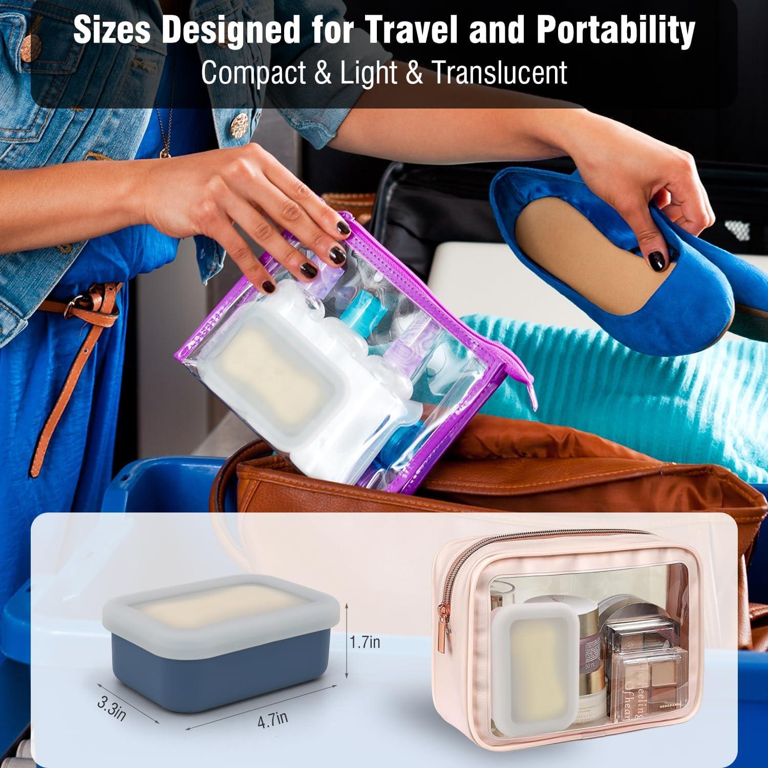 Estuche de Jabón AIMAIAIMAI Azul Compacto a Prueba de Fugas