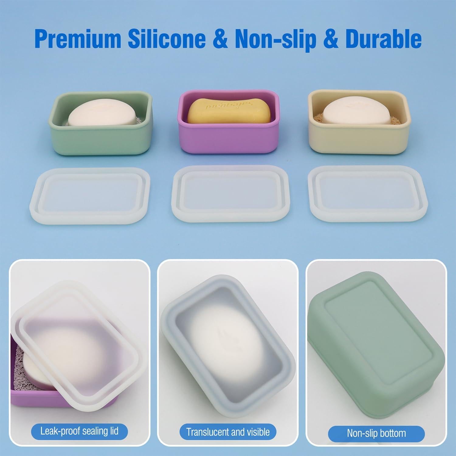 Estuche de Jabón AIMAIAIMAI Azul Compacto a Prueba de Fugas