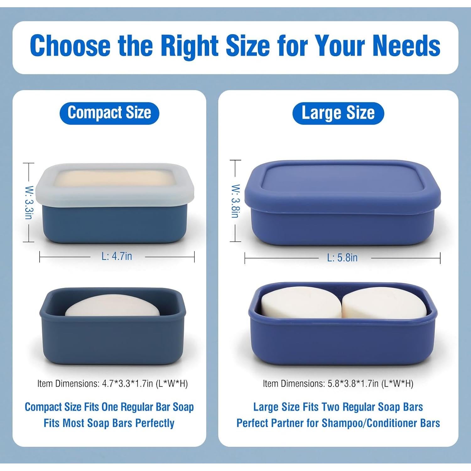 Estuche de Jabón AIMAIAIMAI Azul Compacto a Prueba de Fugas