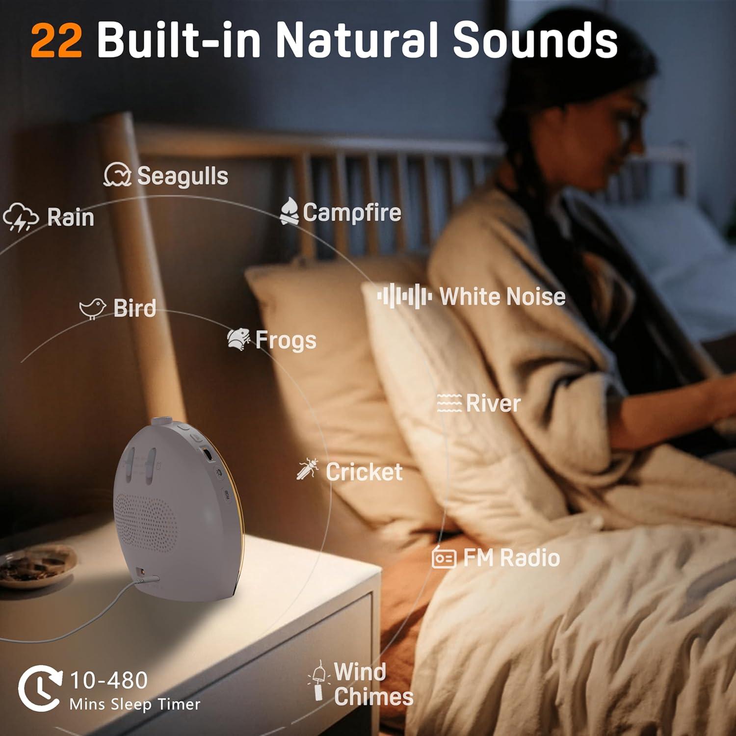 Despertador JALL K2 con Ruido Blanco y Luz de Amanecer