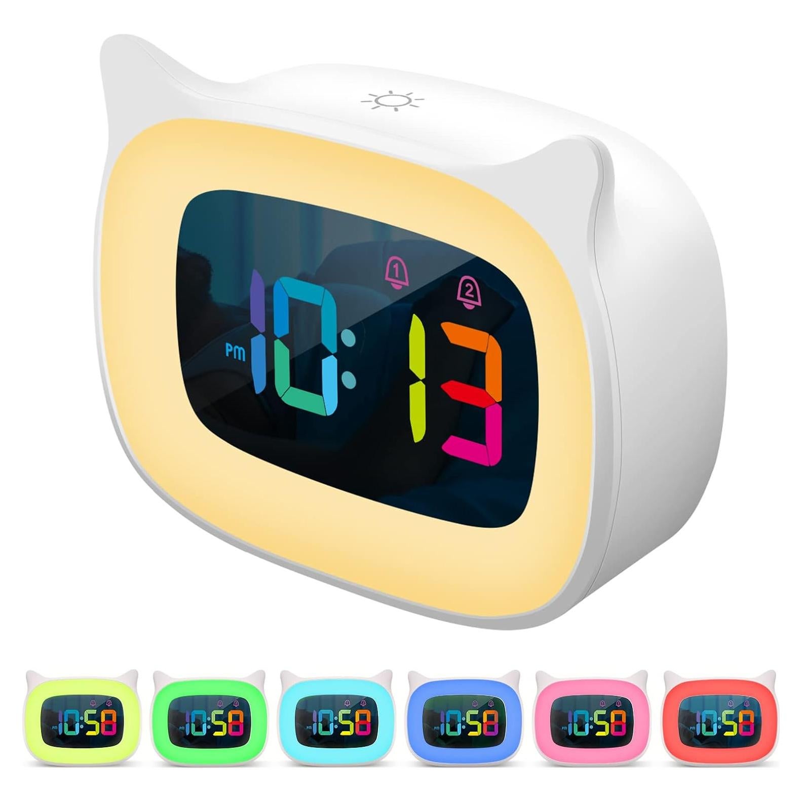 Reloj Despertador SMOUPING Gato con Luz Nocturna RGB