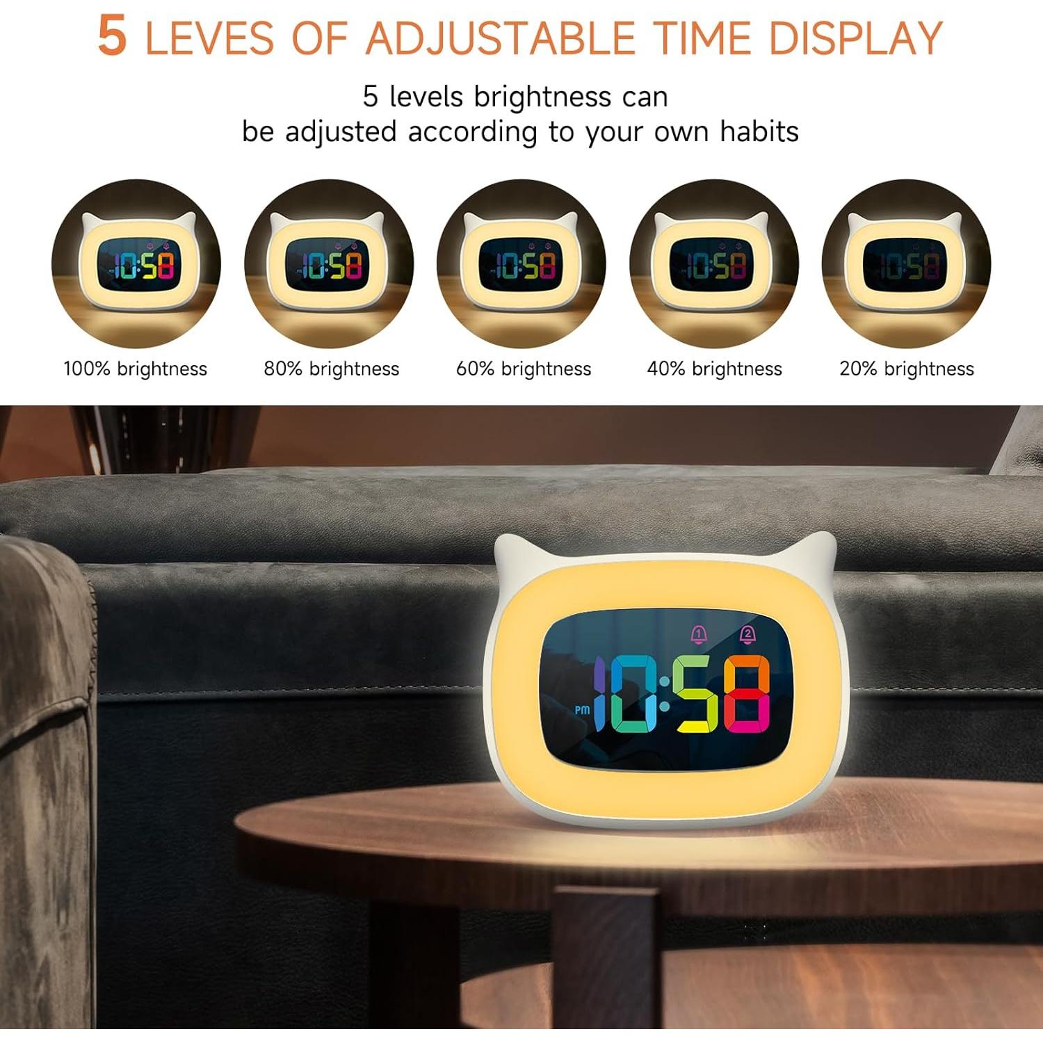 Reloj Despertador SMOUPING Gato con Luz Nocturna RGB