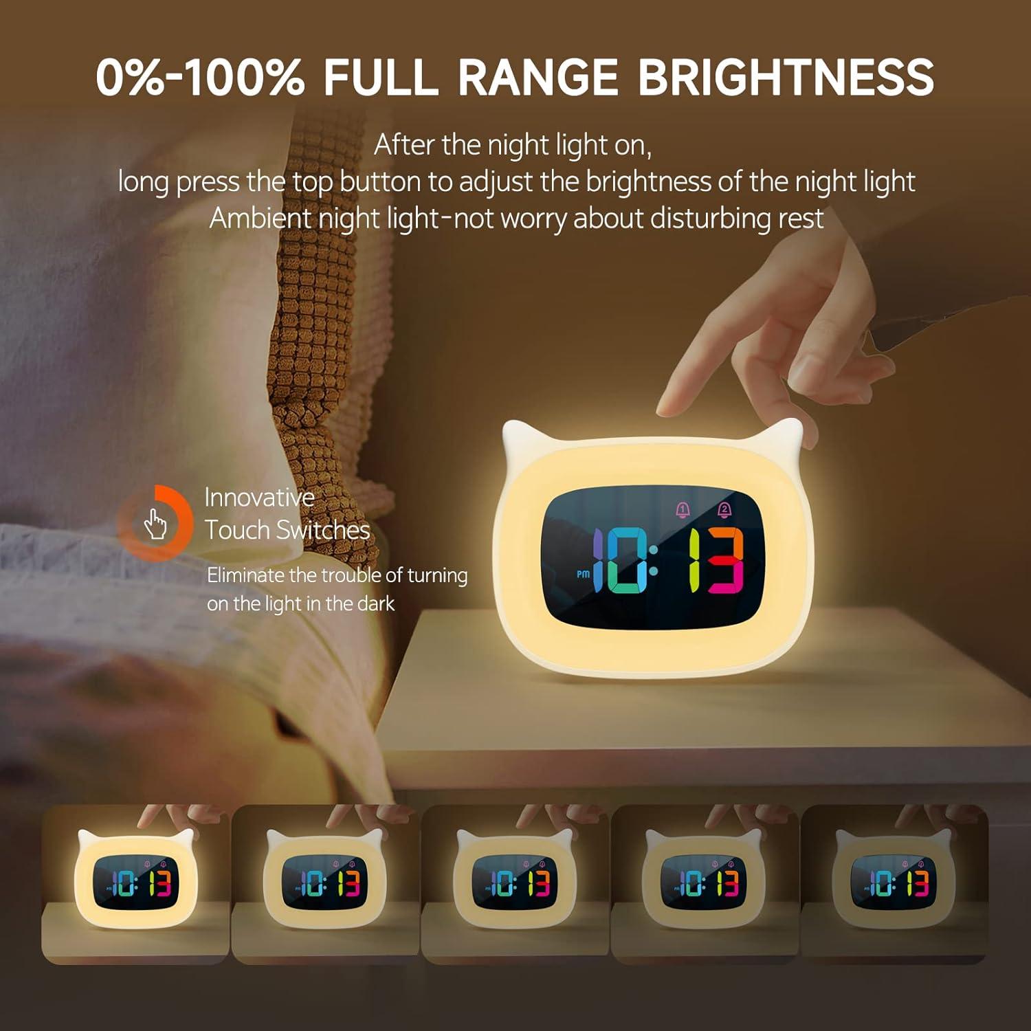 Reloj Despertador SMOUPING Gato con Luz Nocturna RGB