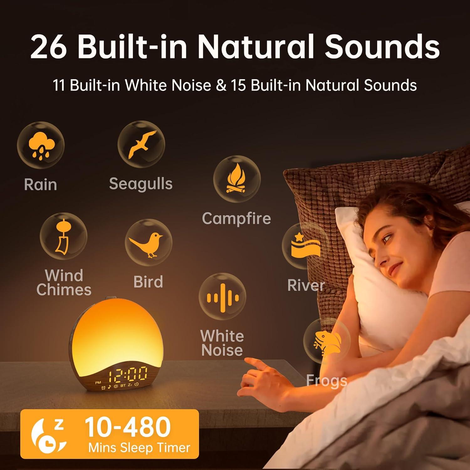 Despertador Luz de Amanecer JALL con Sonido Blanco y Bluetooth