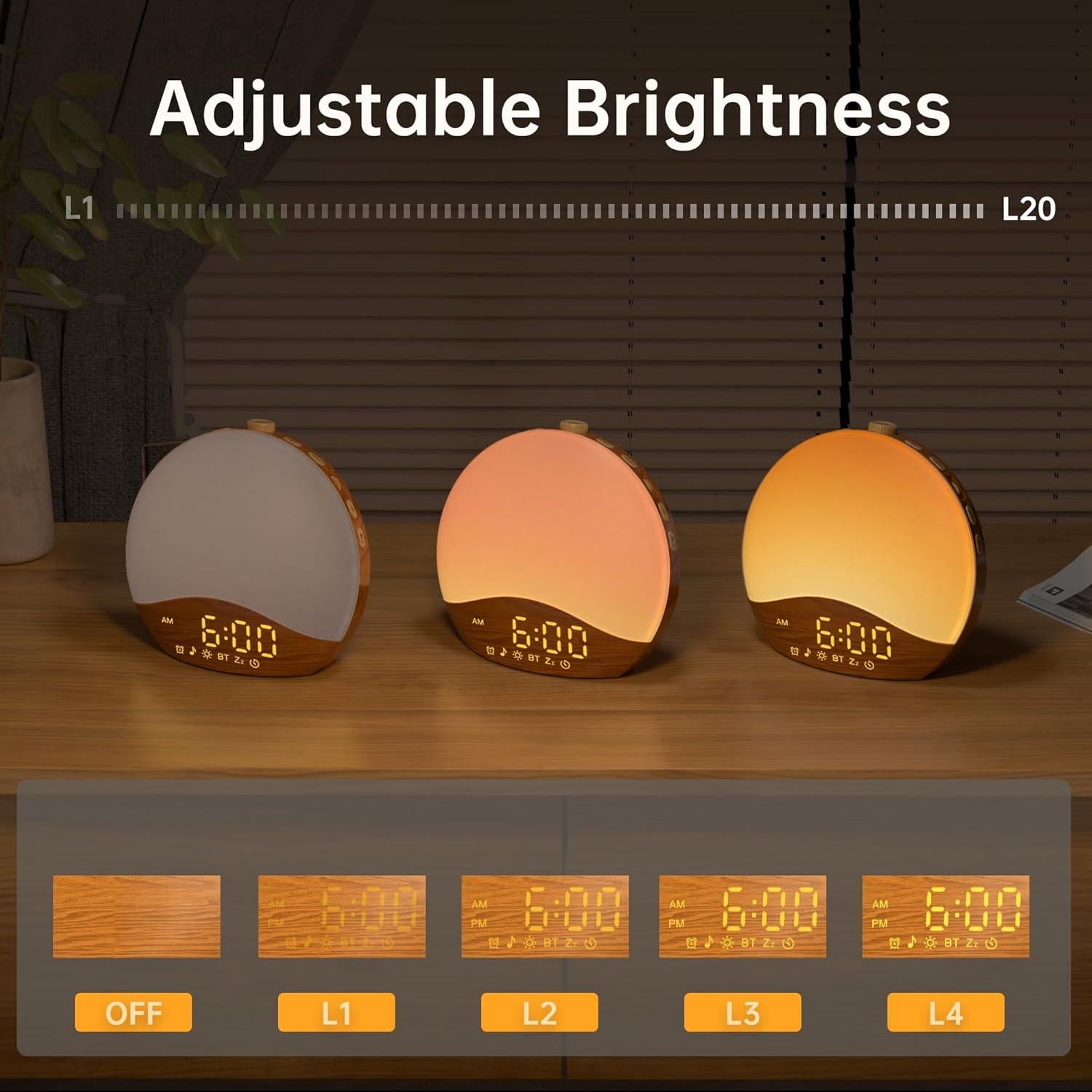 Despertador Luz de Amanecer JALL con Sonido Blanco y Bluetooth