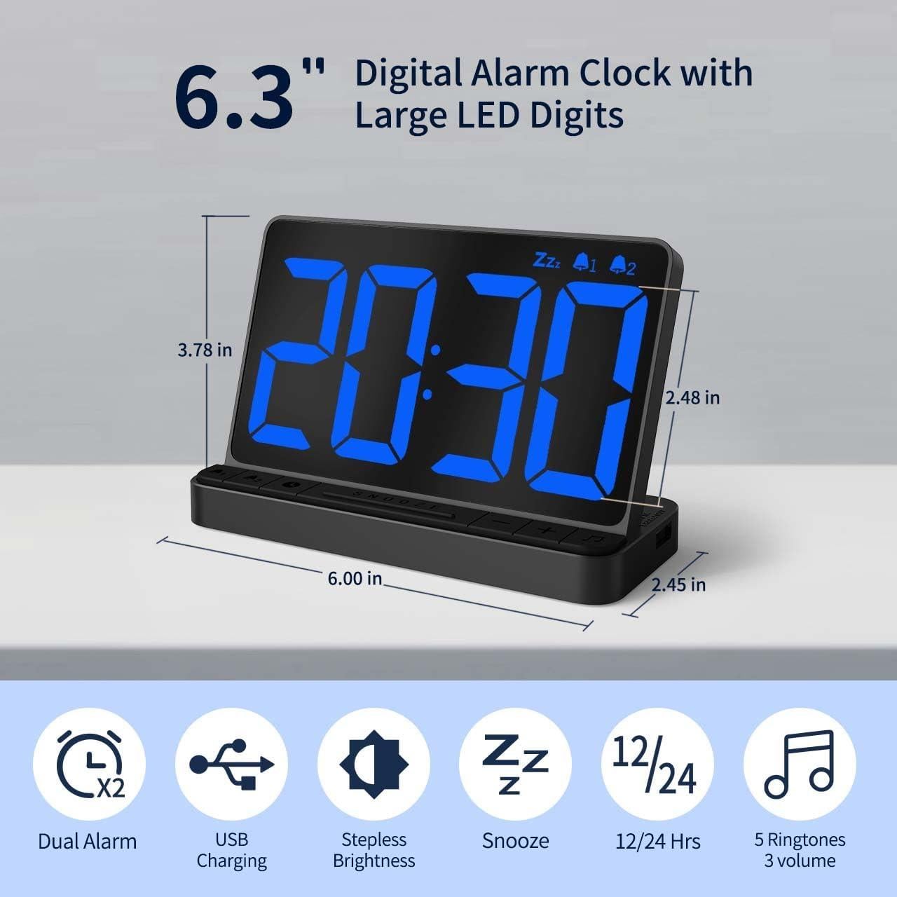 Reloj Despertador Digital NOKLEAD NK5256 con Pantalla LED 16.5cm