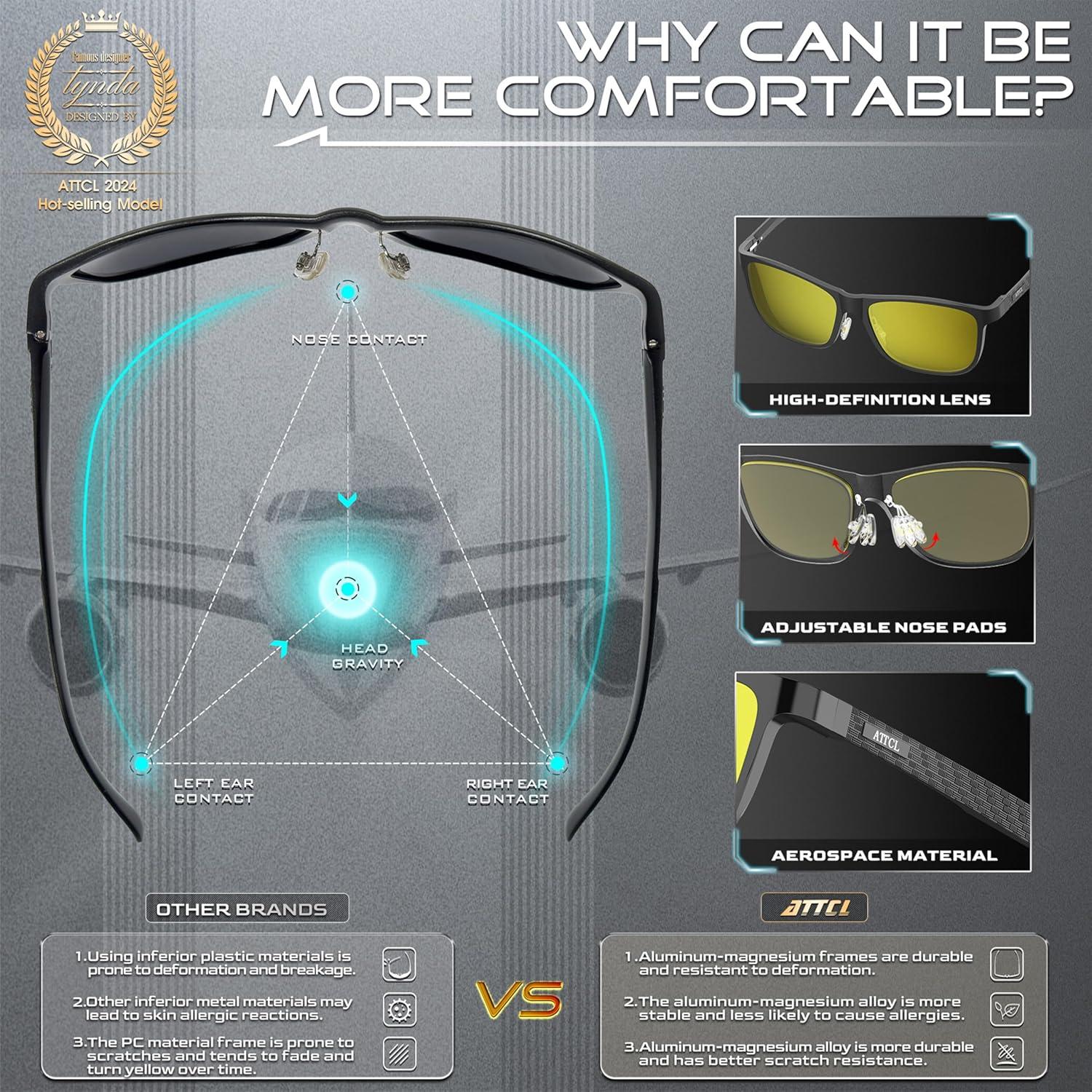 Gafas de sol polarizadas ATTCL para conducción nocturna HD