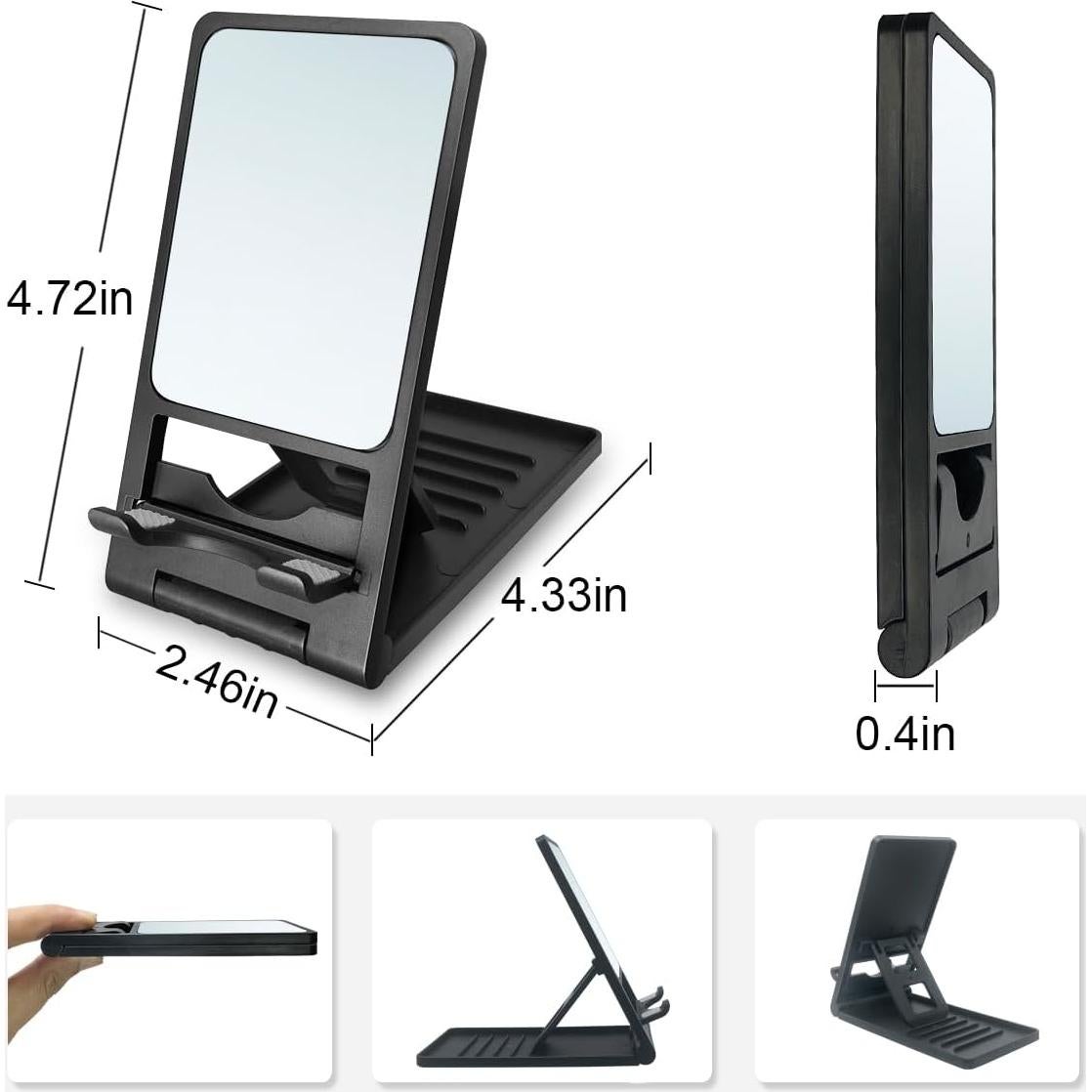 Folding Cell Phone Stand, Foldable Phone Holder for Desk Compatible with Smartphones 15 14 13 12 11 Pro Xs Xs Max Xr X 8, Nintendo Switch, Black