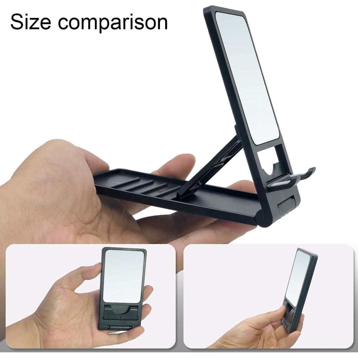 Folding Cell Phone Stand, Foldable Phone Holder for Desk Compatible with Smartphones 15 14 13 12 11 Pro Xs Xs Max Xr X 8, Nintendo Switch, Black