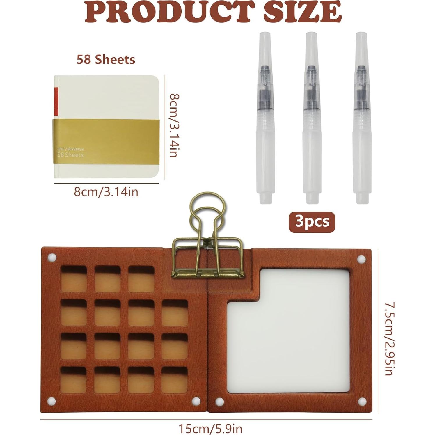 Kit de Acuarela Portátil CANIPHA 15 Rejillas con Bloc