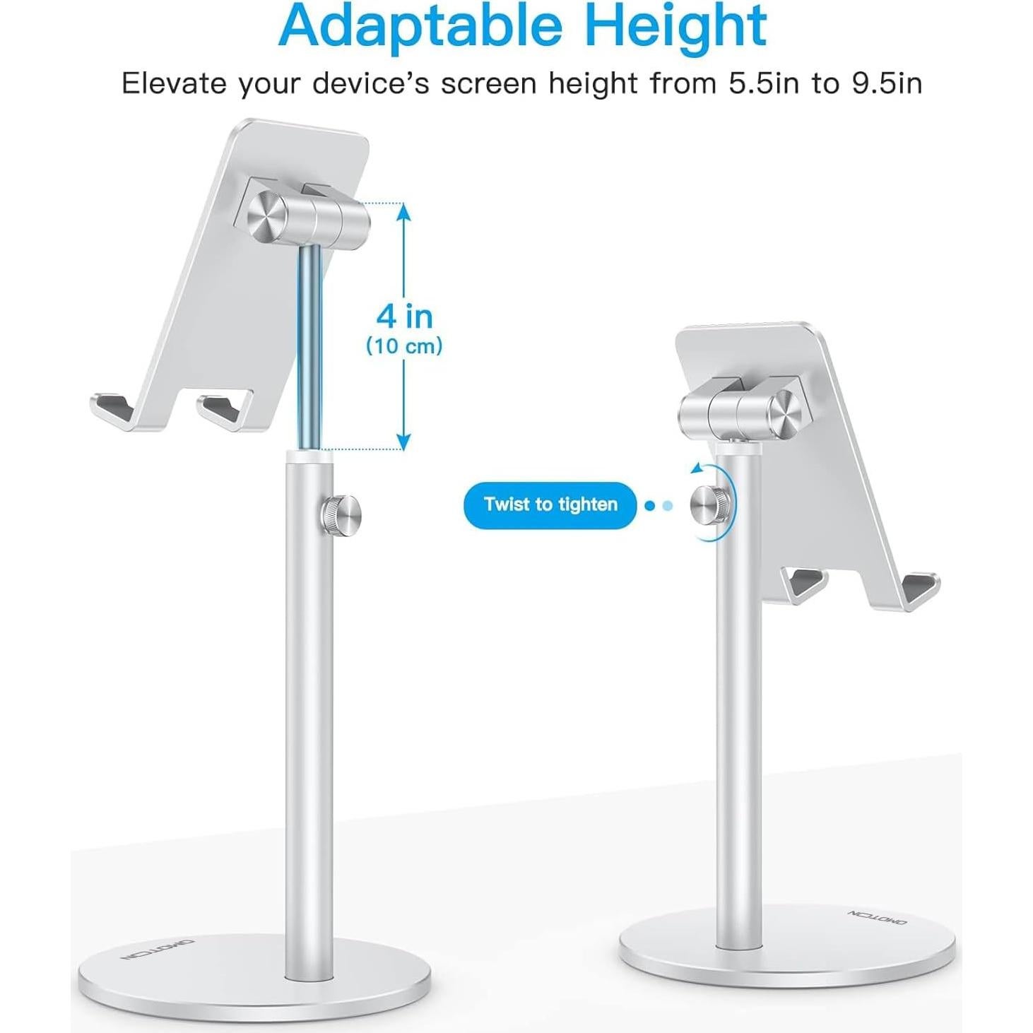 Soporte Ajustable para Teléfono OMOTON Aluminio Plata 14-23 cm