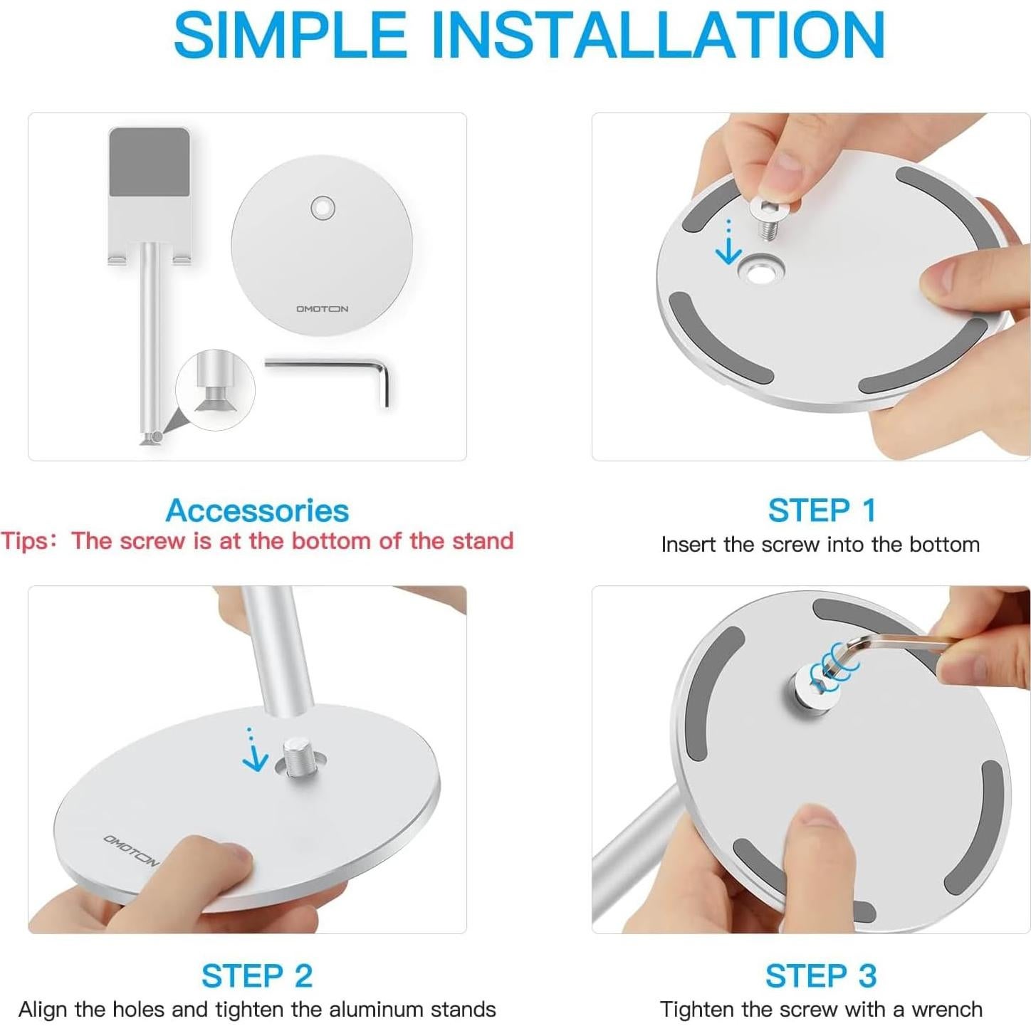Soporte Ajustable para Teléfono OMOTON Aluminio Plata 14-23 cm