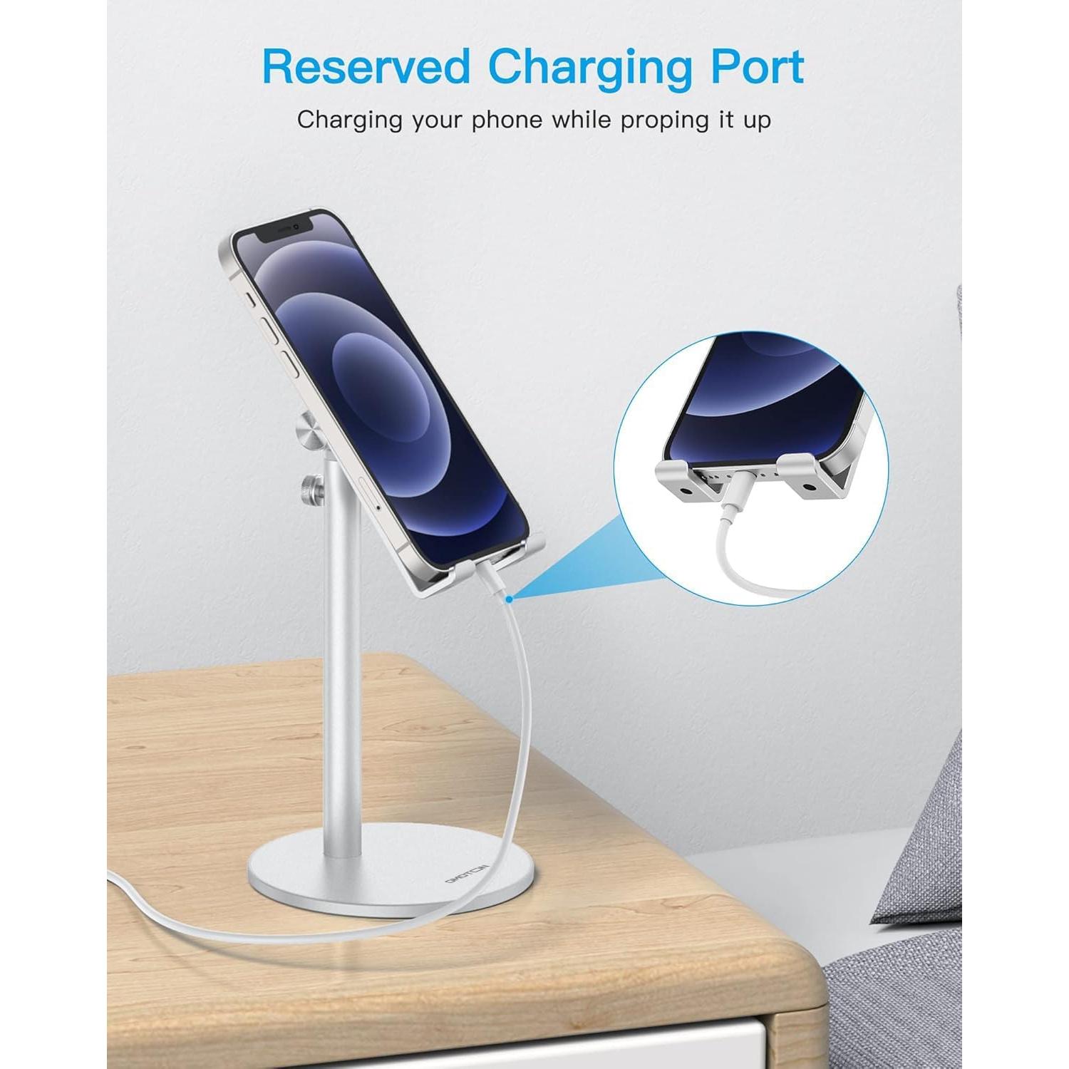 Soporte Ajustable para Teléfono OMOTON Aluminio Plata 14-23 cm