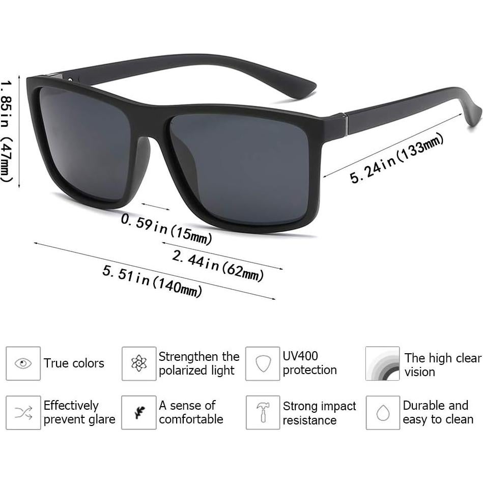 Gafas de Sol Polarizadas TAC Hombre Marco Negro Mate