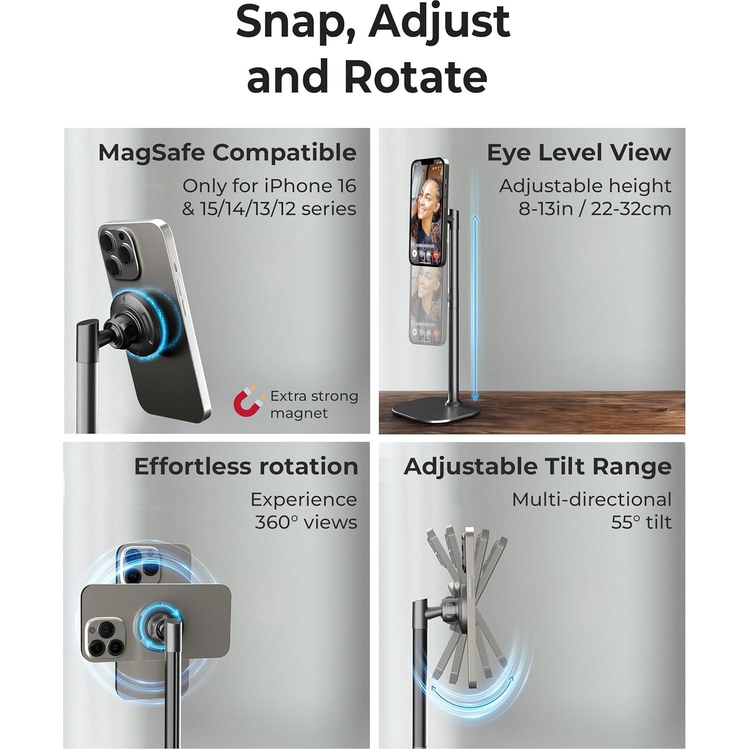 Soporte Magnético Ajustable Cooper para iPhone MagSafe Negro