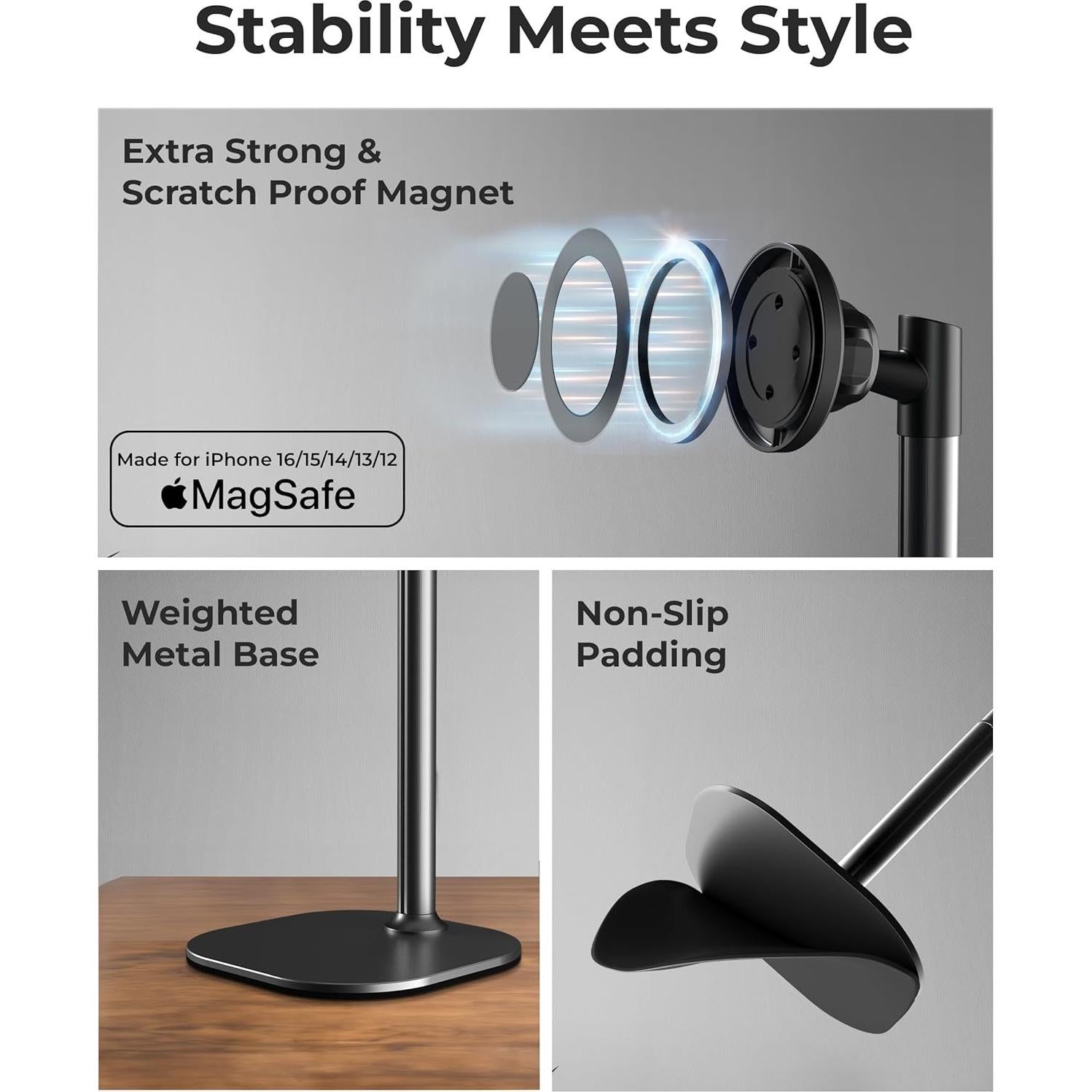 Soporte Magnético Ajustable Cooper para iPhone MagSafe Negro