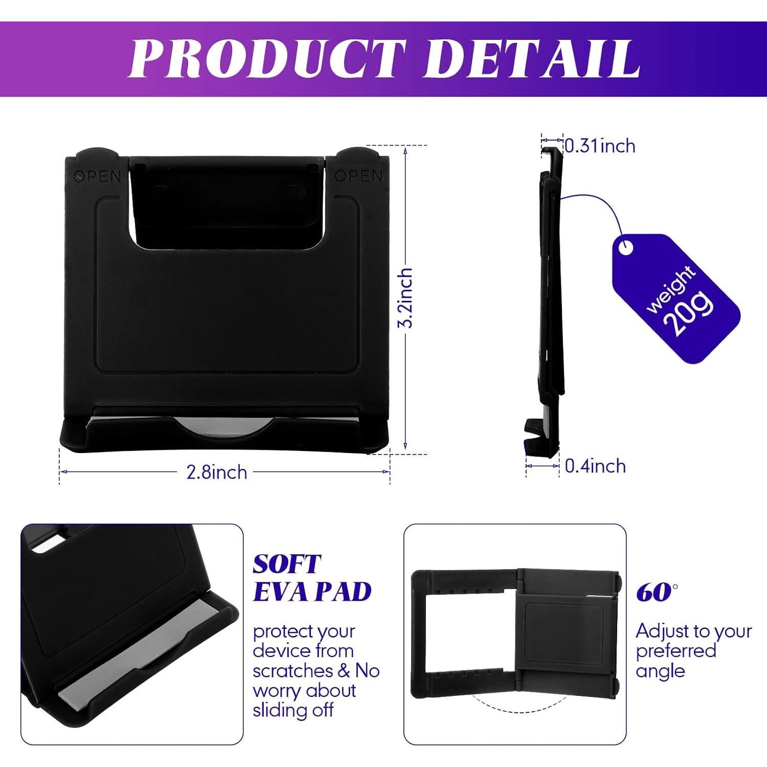 Soporte Plegable para Teléfono Móvil Macarrie 24 Pcs Negro