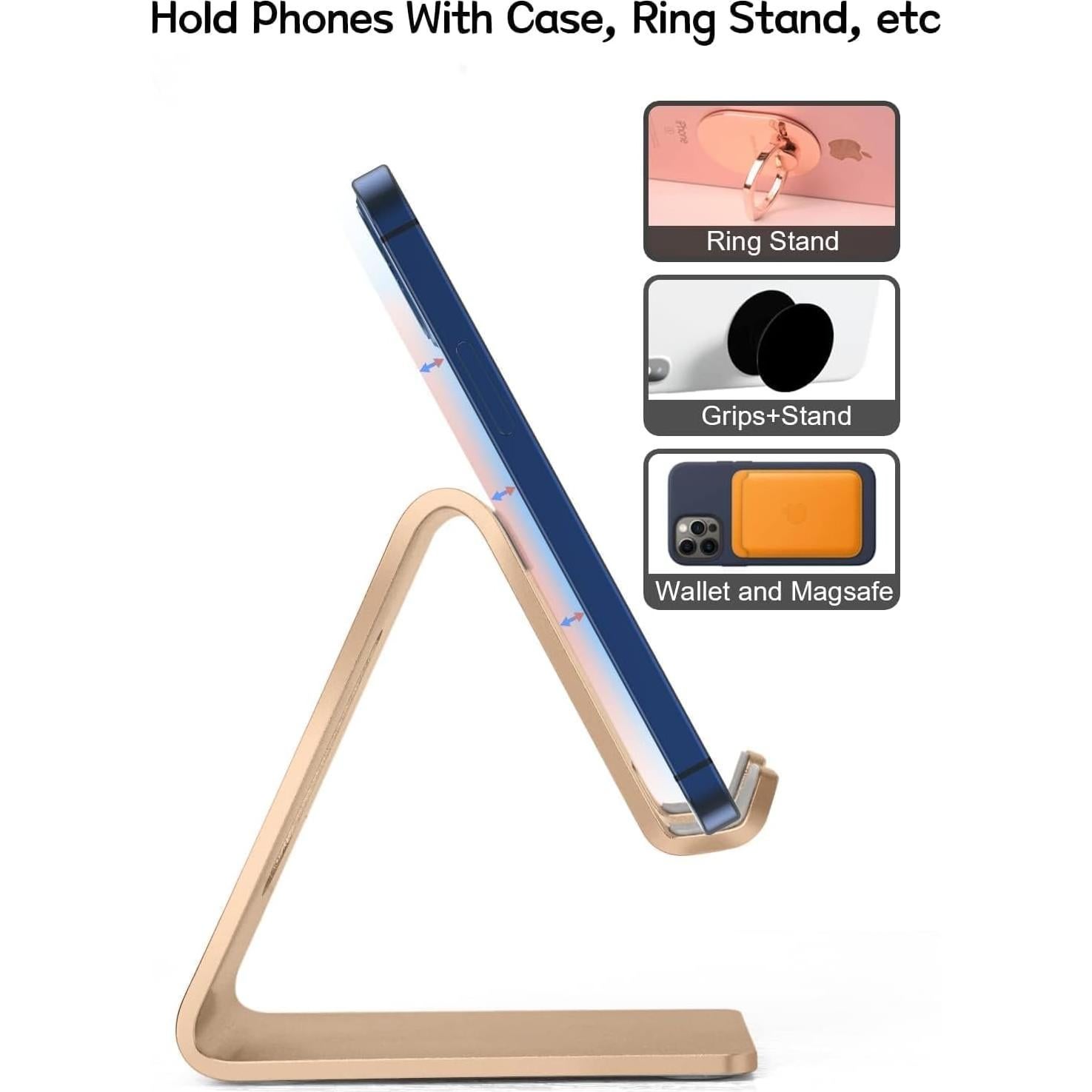 Soporte de Teléfono de Escritorio Aoviho Aluminio Dorado