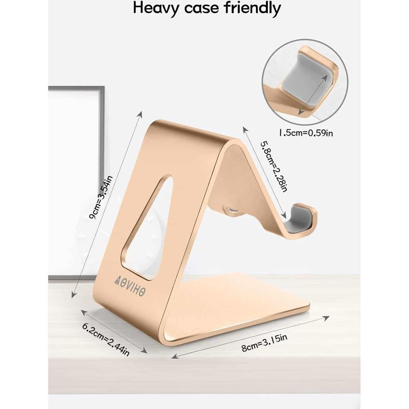 Soporte de Teléfono de Escritorio Aoviho Aluminio Dorado