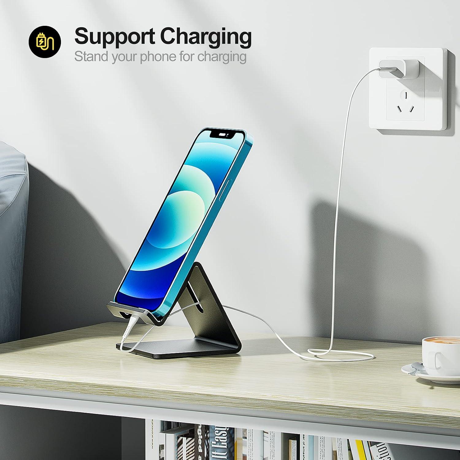 Soporte para teléfono Urmust de aluminio negro ajustable